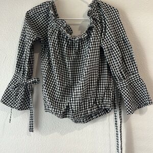 Black and White Gingham Women's Top